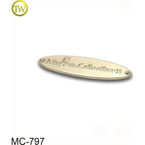 High quality Garment tag embossed metal logo label Metal Name Tags for clothing
