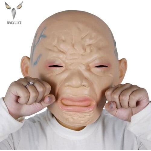 WAYLIKE Halloween Hot Sale Cry Baby Mask Latex Crying Child Full Head Masks Fancy Dress Costume Party Halloween Theme Parties