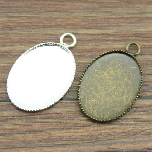 10pcs 6 Colors Fit 13x18/18x25mm Oval Glass Cabochon Sawtooth Edge Base Setting Charms Pendant Tray