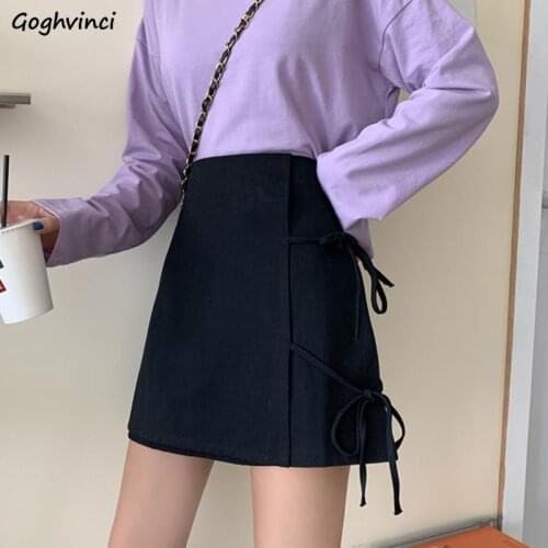 Skirts Women Plus Size S-3XL Lace Up Slim High Waist All-match Trendy Korean A-line Temperament Sweet Simple Elegant Casual Ins