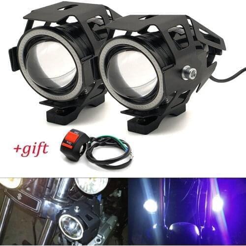 2Pcs Motorcycle Headlights Front Spotlight 12V U7 LED Light Fog Lamp For Kawasaki Ninja ER6N 250 300R 300 250R 400R KX65 KX85