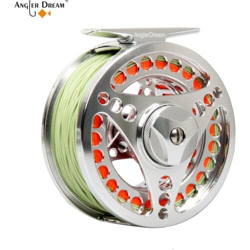 3/4 5/6 7/8 9/10WT Fly Fishing Reel Combo CNC Machine Aluminum Silver Large Arbor Aluminum Fly Reel Fly Line Leader Backing