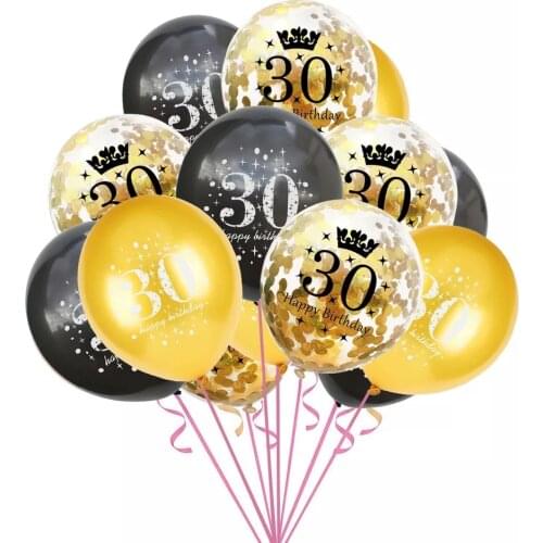 5pcs 30th Happy Birthday Party 12" Pearlised Latex Printed Balloons For 30 Year Old Birthday Decoration Supplies