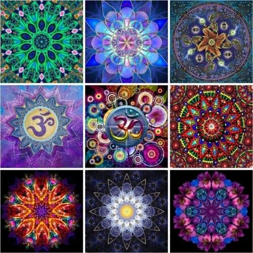 5D Diy Diamond Painting Mandala Flower Full Square/round Mosaic Embroidery Fantasy Floral Diamond Wall Art Home Decoration