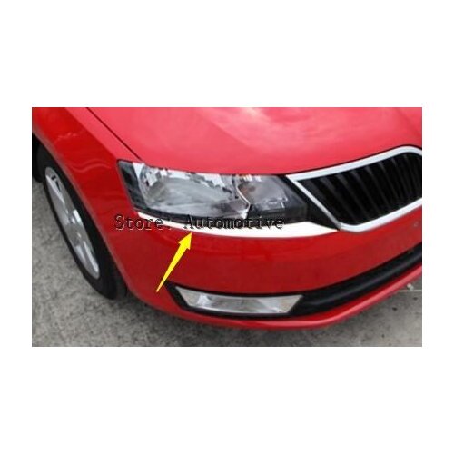 Accessories For Skoda Rapid Spaceback 2014 2015 Stainless Steel Front Head Light Eyelid Cover Trim