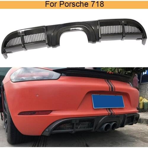 Car Rear Bumper Diffuser Lip Spoiler for Porsche 718 2016 - 2018 Carbon Fiber Rear Diffuser Spoiler Apron Car Spoiler