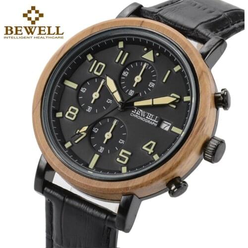 BEWELL Men's Watch With Leather Strap