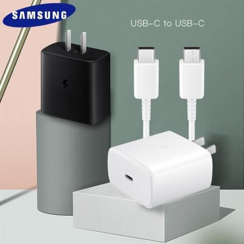 Samsung EP-TA845 Super Fast Charger 45W Quick Charging Power Adapter 5A PD Dual Type C Cable For Galaxy Note 20 10 + 5G A91 A80