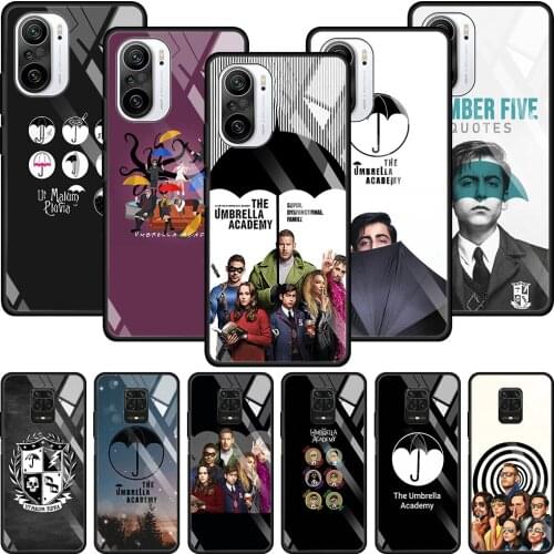 Tempered Glass Phone Case For Xiaomi Redmi Note 9s 8 10 k30 k40 Pro Plus 9 7 8t 9a 9t 10s Coque Smartphone Umbrella Academy