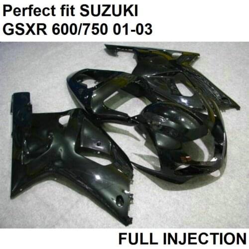 Black Injection molding free customize fairing kit for Suzuki GSXR600 01 02 03 fairings set GSXR 750 2001 2002 2003 LV24