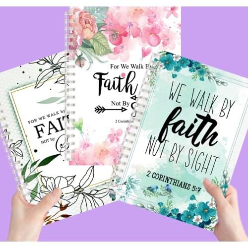 Bible Quote 2 Corinthians 5 7- For We Walk By Faith and Not By Sight - Spiral Notebook Note Book Journal Jesus Christ Gift