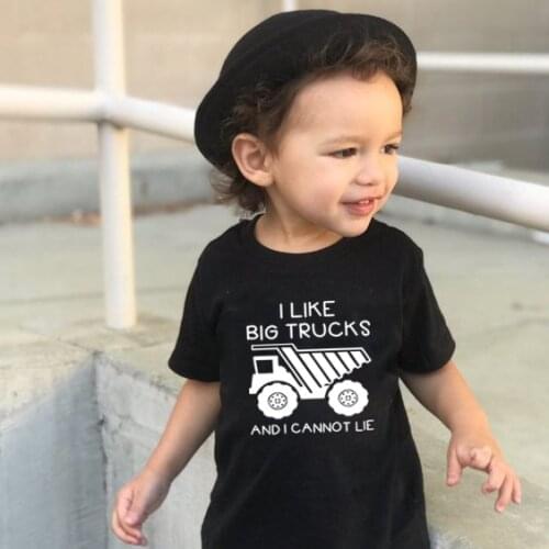 I Like Big Trucks and I Cannot Lie Kids Tshirt Children Round Neck Tops Funny Casual Toddler Blouse T-shirt Baby Boy Cute Shirts