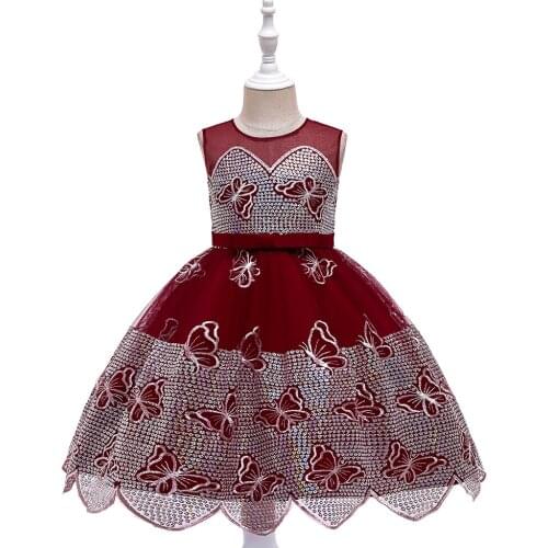 2021 Ceremony Wedding Dress For Kids Girls Christmas Party Costume Embroidered Sequins Princess Dress Children Evening Dresses