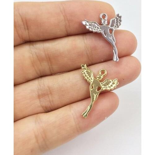 Eruifa 20pcs 20mm Nice Beauty with Wings Charms Wholesales necklace,earring bracelet jewelry DIY handmade 2 colors