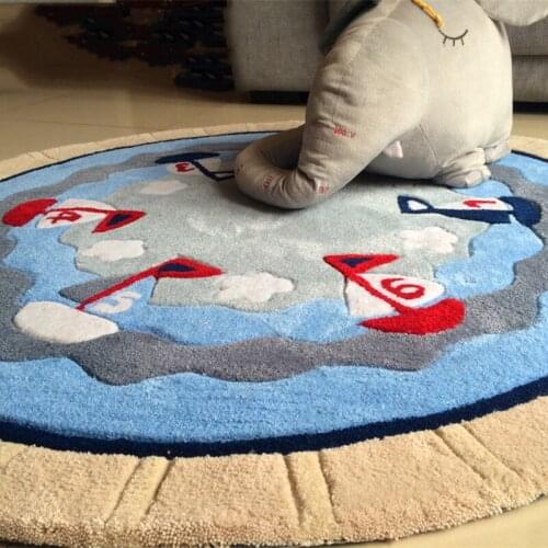 European-style Mediterranean sailboat, round carpet, personalized pattern, living room, bedside basket, computer chair, children