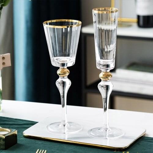 European Style Ripple Gold Red Wine Glass High Quality Goblet Champagne Cup Palace Restaurant Family Crystal Wine Drinkware