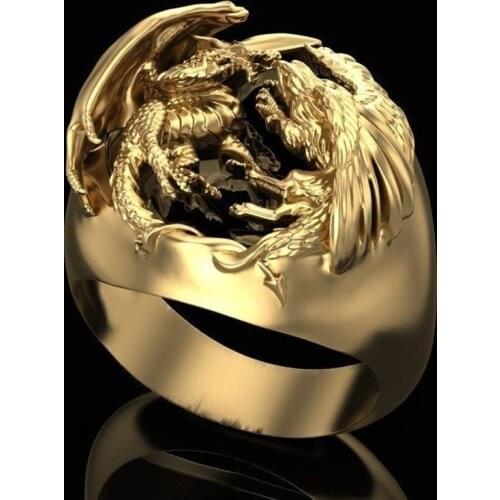 2021 Hot Domineering Gold Color Western Dragon Rings For Men Statement Male Jewelry Birthday Party Valentine Gifts