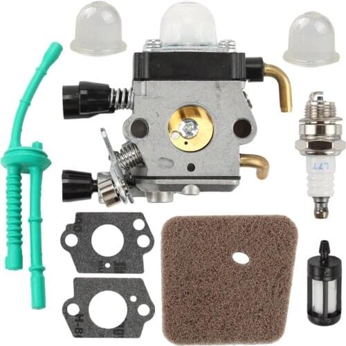 Carburetor with Air Filter Fuel Line Gasket Spark Plug Kit for STIHL FS38 FS45 FS46 FS55 KM55 FS85