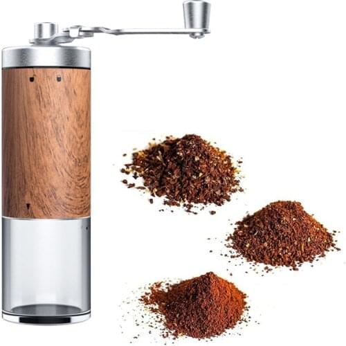 Manual Coffee Grinder with Adjustable Settings Brushed Stainless Steel Whole Bean Burr Coffee Grinder Mill for Spices Herbs