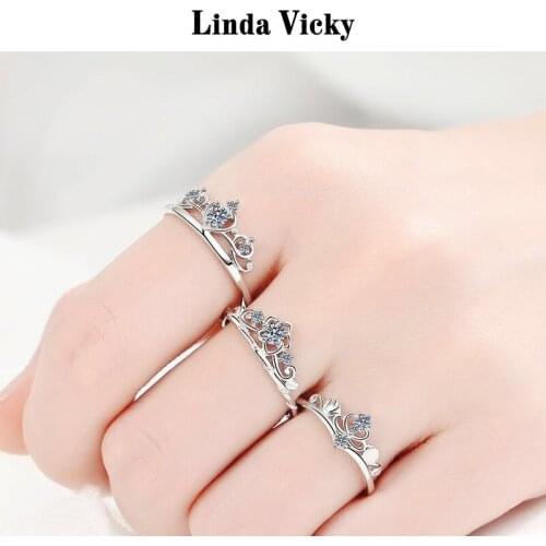 Moissanite 925 Silver Rings 2021 Fashion Luxury Women Fine Jewelry Romantic Valentines Day Girl Gift Sweet princess Crown Ring