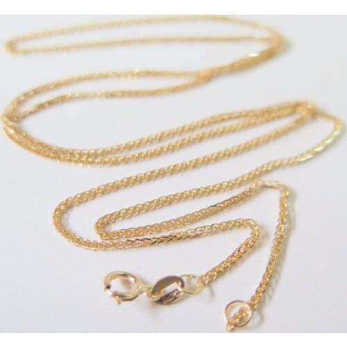 Pure 18K Yellow Gold Necklace Special 0.8mm Wheat Link Chain Necklace 17.7inch Length Hallmark: Au750