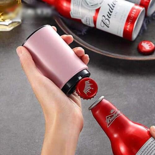 Magnetic Automatic Beer Bottle Opener Stainless Steel Magnet Jar Opener Push Down Opener Can Openers Portable Bottle Cap Opening