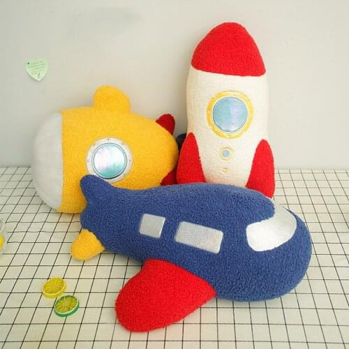 45-55cm Cute Cartoon Space Submarine Airplane Rocket Plush Toys Stuffed Soft Animals Pillow Dolls For Kids Girls Birthday Gifts