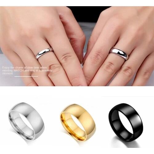 Fashion arc smooth stainless steel ring gold and silver color romantic design wedding couple Valentines day anniversary gift
