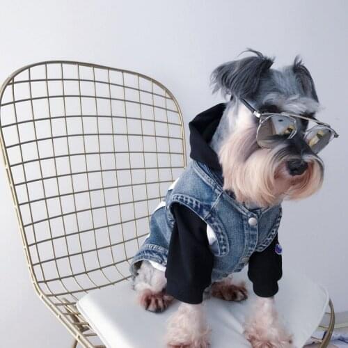 Fashion Dog Denim Vest Jacket Puppy Dog Clothes Pet Outfits Print Dog Jeans Costume Chihuahua Poodle Bichon Pet Clothing A35