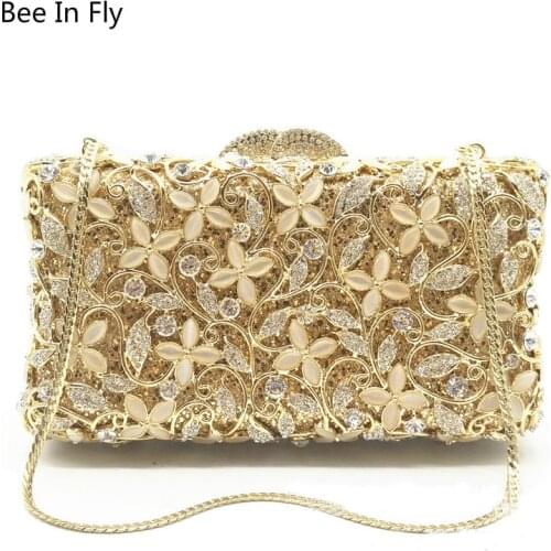 Bee In Fly Fashion Ladies Bridal Wedding Party Flower Purse Women Evening Party Bag Diamond Luxury Clutches