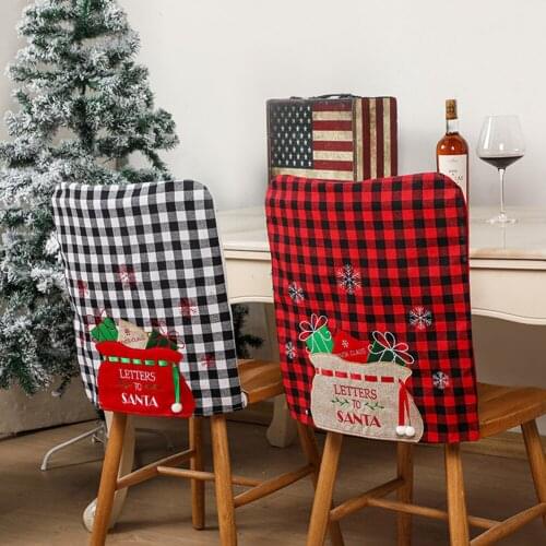 Washable Christmas Envelope Lattice Chair Cover Durable Home Party Table Decor Cover Fashionable Plaid Happy Event Home Ornament
