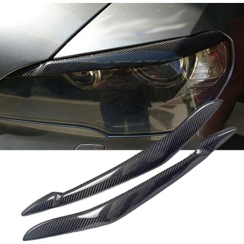 Carbon Fiber Headlight Cover Eyebrows Eyelid Trim Sticker For BMW X5 E70 2009-2012