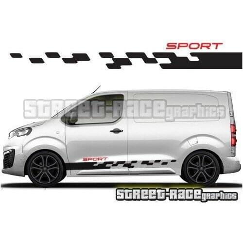 For x2 Peugeot Expert van 016 side racing stripes graphics stickers decals vinyl SPORT