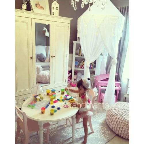 New 60cm Chiffon Pennant Tassel Three Open Door Mosquito Net Dome Bed Mantle Childrens Room Tent Bed Tent Home Decoration