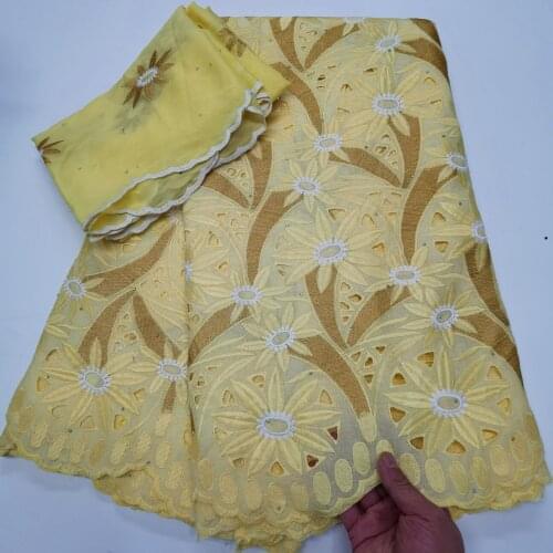 New Arrival Swiss Lace Fabric Embroidery Swiss Voile Lace in Switzerland African Lace Fabric High Quality Cotton Fabric 5+2Yards