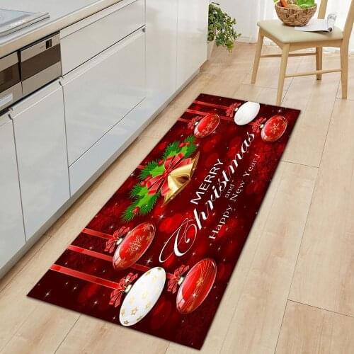 New Christmas Floor Mat Cute Santa Snowflake Bell Area Rug Washable Carpet for Bathroom Bedroom Kitchen 50x80cm