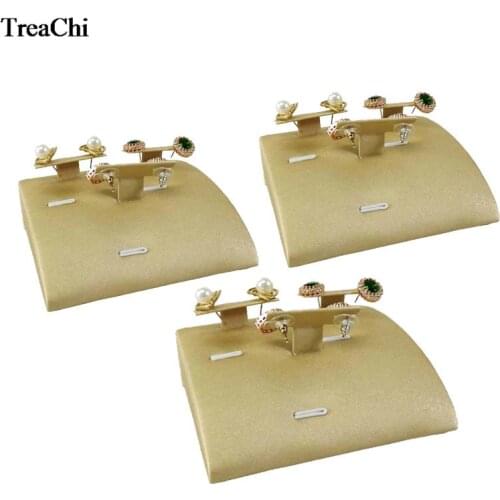 3pcs/lot Earring Ear Studs Jewelry Showcase Drop Shape Gold PU Jewelry Display Stand Resin Stud Organizer Holder Stand