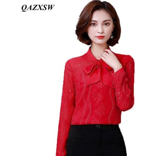 QAZXSW Womens Chiffon Blouses