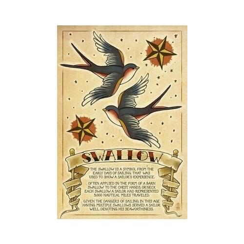 Tattoo Flash Sailors Art Film Print Silk Poster Home Wall Decor 24x36inch