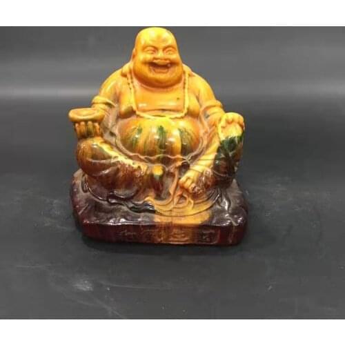 Elaborate Collectible Decorated Old Handwork Artificial Amber Resin Buddha Statue
