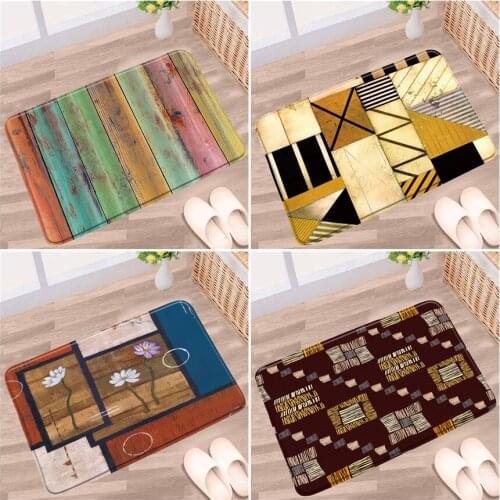 Modern Abstract Home Floor Mats Vintage Planks Kitchen Mat Bedroom Doormat Bathroom Anti-Slip Rug Retro Wood Grain Carpet Pads