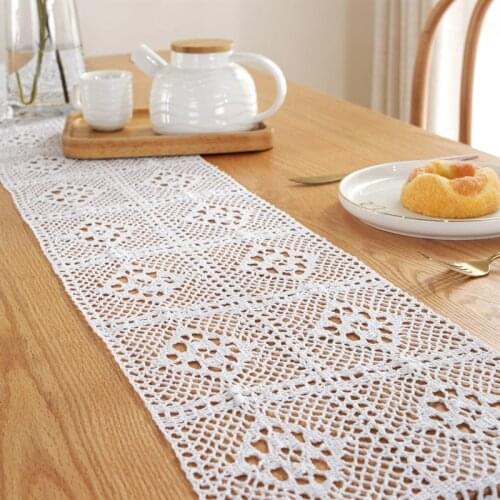 Wedding Lace Table Runner Woven Tasse Crochet Long Bar Table Cover Cloth