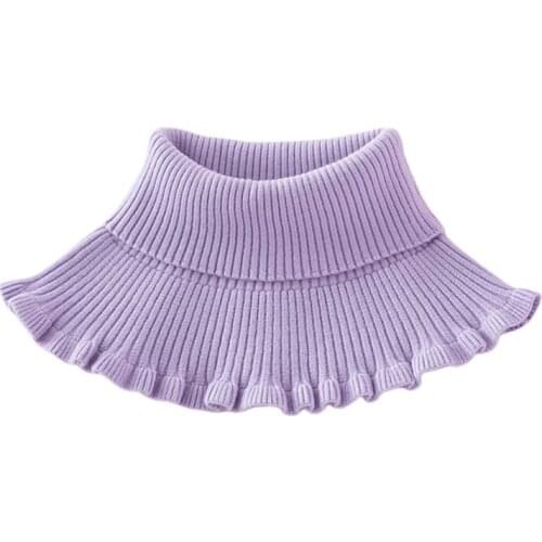 Turtleneck Ribbed Knit False Collar Dickey Solid Ruffles Detachable Scarf Wrap