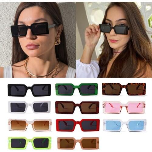 WHO CUTIE 2021 Vintage Rectangle Sunglasses Women Small Leopard Sun Glasses Classic Retro Men Frame Shades Eyewear Female UV400