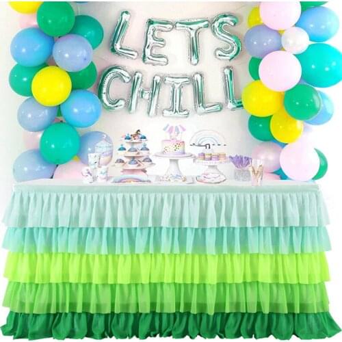 Colorful Tulle Chiffon Table Skirt Tutu Skirting Tableware Baby Shower Birthday Party Decorations Banquet Wedding Supplies