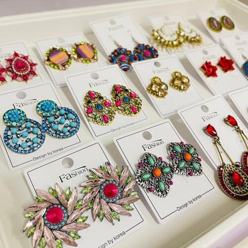 20 Pairs/Lot Vintage Bohemia Design Alloy Crystal Stud Earrings Women With Rhinestone For Party