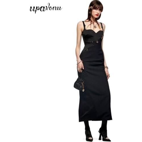 Free Shipping Elegant Satin & Bandage Dress 2021 New Ladies Sling Sleeveless Bodycon Midi Dress Celebrity Party Runway Vestidos