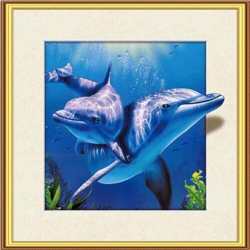 Animal Dolphin 3D Diy Diamond Painting Cross Stitch Kits Full Drill Ribbon Rhinestone Embroidery Crafts Wall Sticker