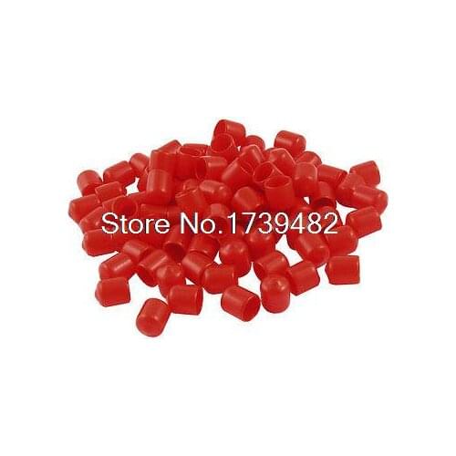 100 Pcs 10mm Inner Dia Round Tip Red PVC Insulated End Caps Hrbek