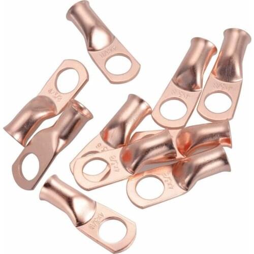 20PCS Uninsulated 4 AWG Ring 3/8" Hole Terminals Lugs Bare Copper Electrical Cable Wire Connectors Kit